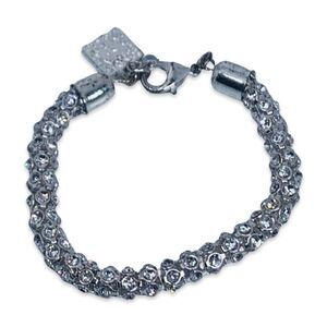 Vintage Anne Klein Silver Tone Shimmering Rhinestone Snake Tennis Bracelet 7.5"